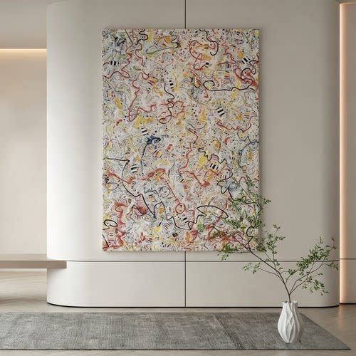现代侘寂砂岩肌理高档客厅装饰画奶油风玄关挂画抽象艺术壁画定制