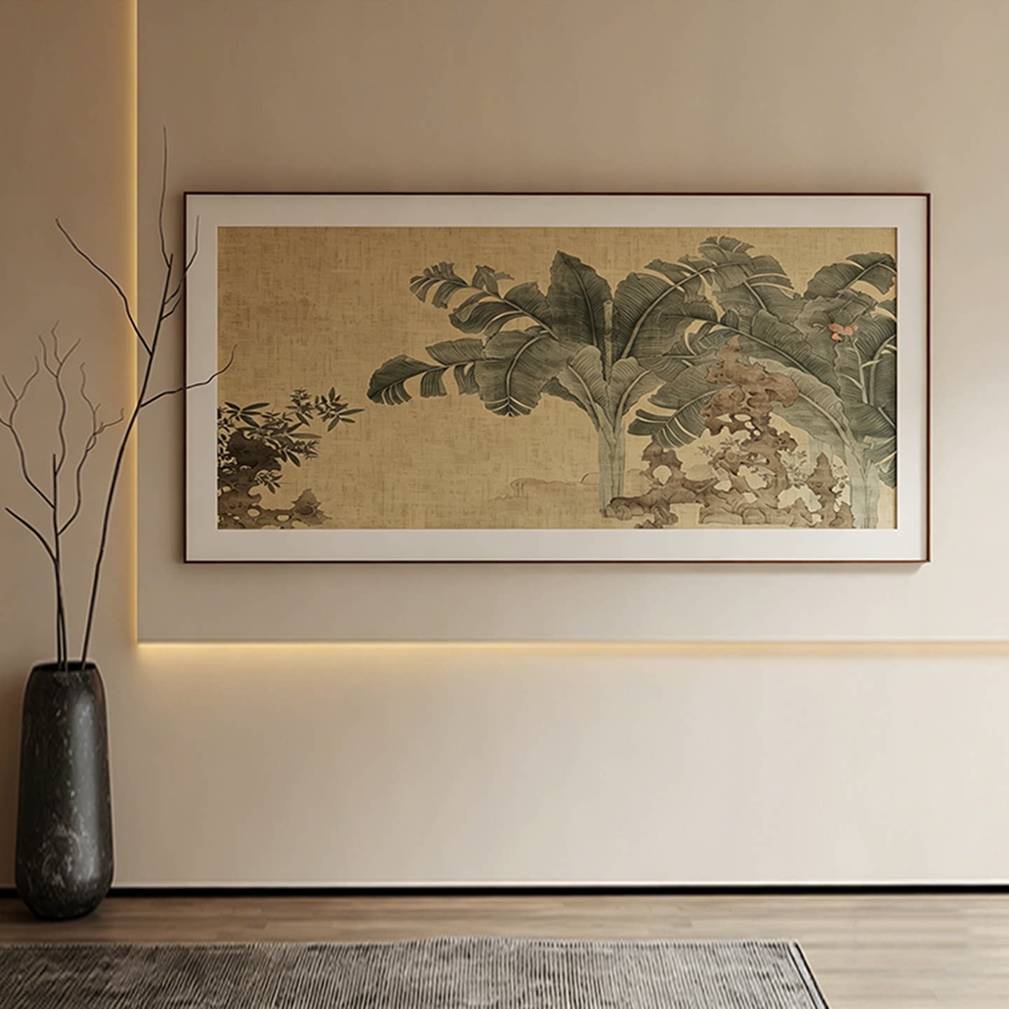 新中式宋式美学客厅装饰画高端肌理抽象过道壁画办公室背景墙挂画