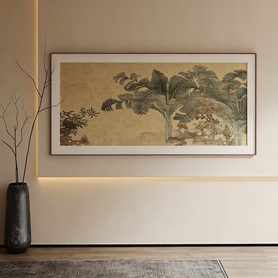新中式宋式美学客厅装饰画高端肌理抽象过道壁画办公室背景墙挂画