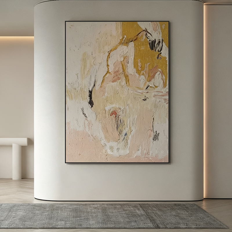 奶油风抽象艺术玄关装饰画新款砂岩肌理高档客厅挂画过道壁画定制