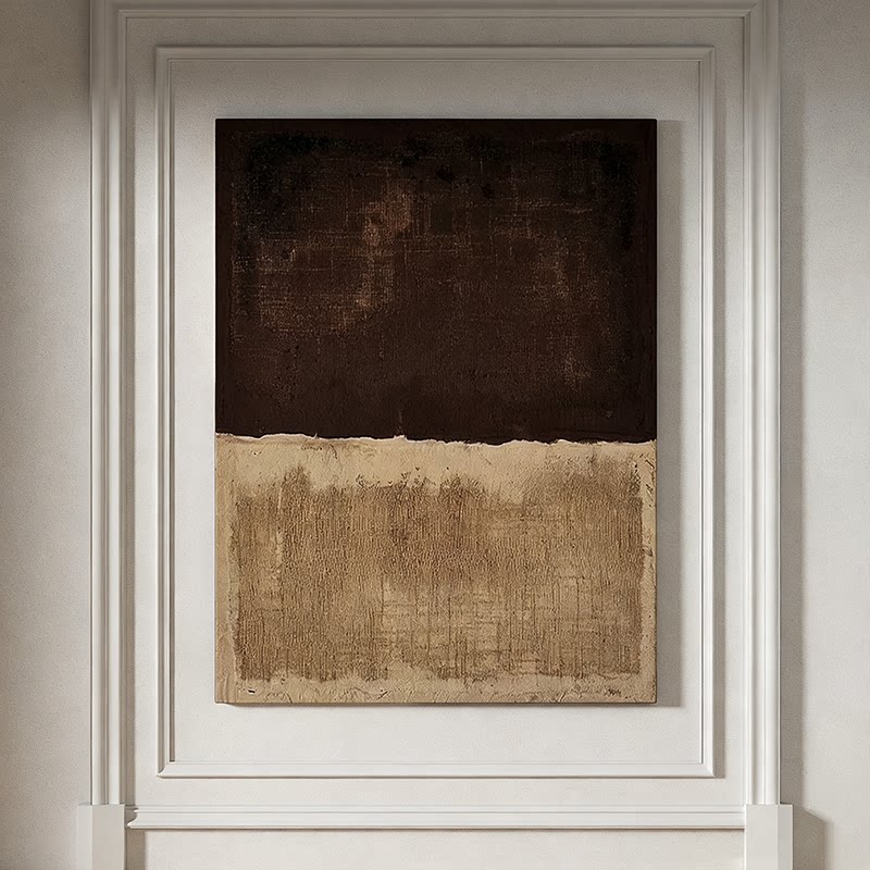侘寂风玄关装饰画砂岩肌理极简轻奢复古客餐厅挂画酒店背景墙壁画