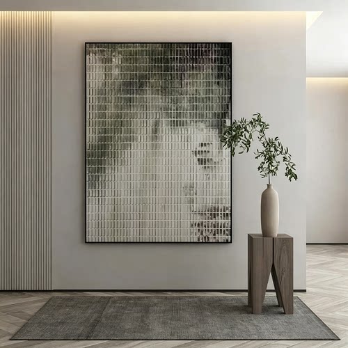 砂岩肌理现代简约玄关装饰画客厅餐厅挂画背景墙高端壁画卧室挂画