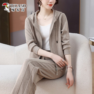 啄木鸟春秋运动服套装女士2025款妈妈秋季开衫卫衣休闲时尚两件套