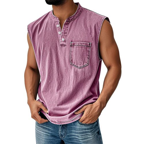圆领拼接无袖上衣   Round neck patchwork sleeveless top