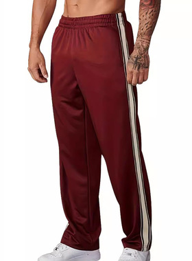 Men's straight leg patchwork sweatpants  男士直筒拼条卫裤