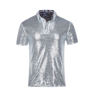 sleeved休闲亮片POLO衫 shirt short 短袖 sequined Casual polo