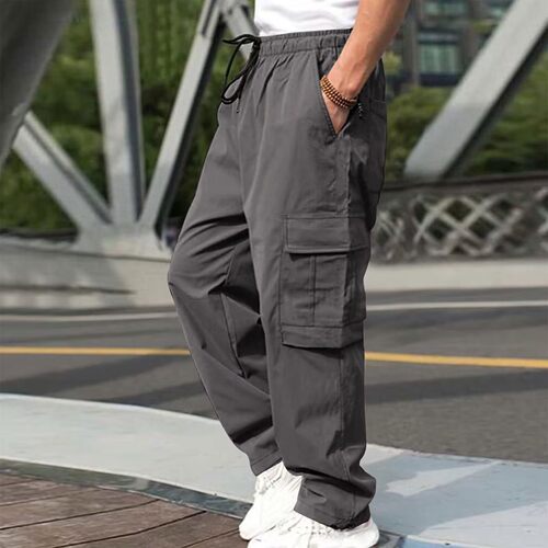 男士多口袋直筒长裤  Men's multi pocket straight leg pants