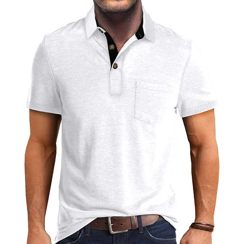Men's collar button short sleeved T-shirt男士翻领钮扣短袖T恤