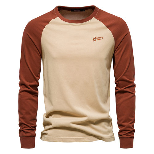 Round neck long sleeved patchwork T-shirt 圆领长袖拼接T恤