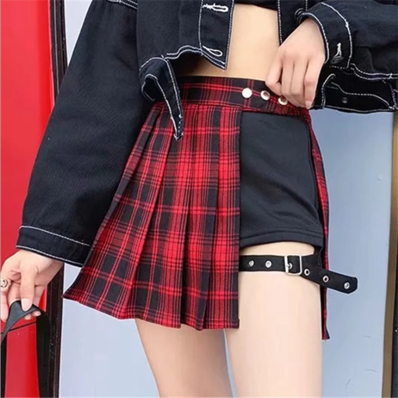 check side button a-line irregular skirt 女侧扣a字不规则短裙