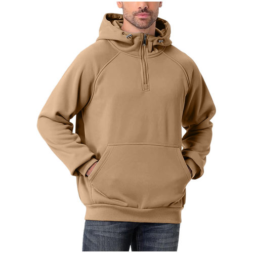 Hooded half zip long sleeved sweatshirt连帽半拉链长袖卫衣