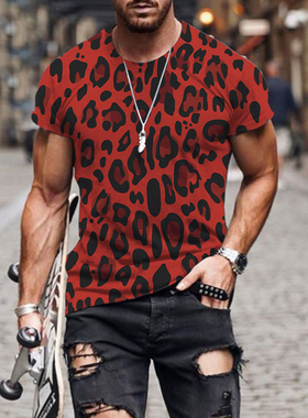 Short Sleeve Leopard 3D Print Summer Casual T-Shirt休闲T恤