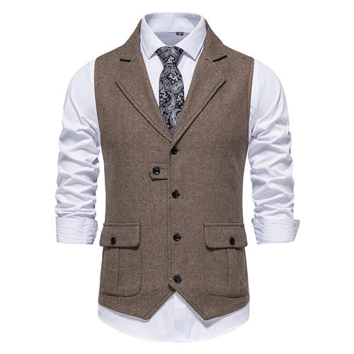 Flip collar single breasted casual vest翻领单排扣休闲马甲
