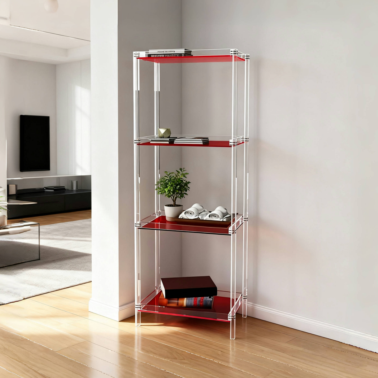 现代简约亚克力置物架客厅卧室落地置物柜书架浴室极简创意收纳架,住宅家具,搁板/置物架/家用陈列架,淘宝优惠券,粉丝福利购,淘宝优惠卷