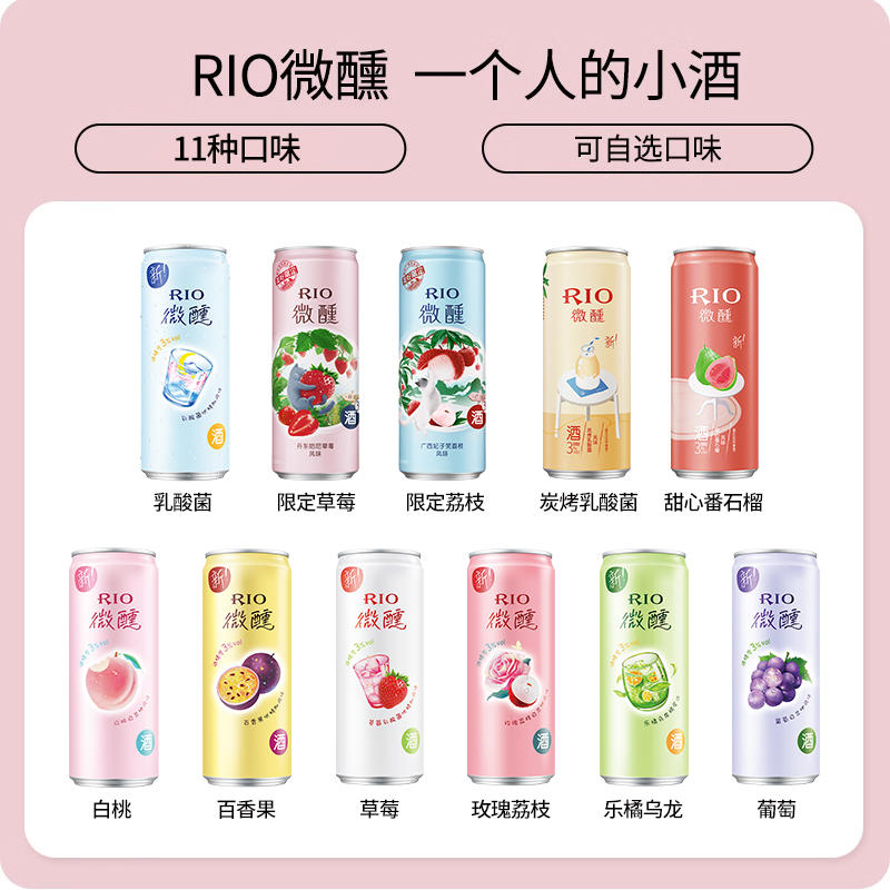 RIO锐澳微醺鸡尾酒rio330ml*10罐联名气泡清爽果味低度酒多口味选 酒类 预调鸡尾酒/Alcopop 原图主图