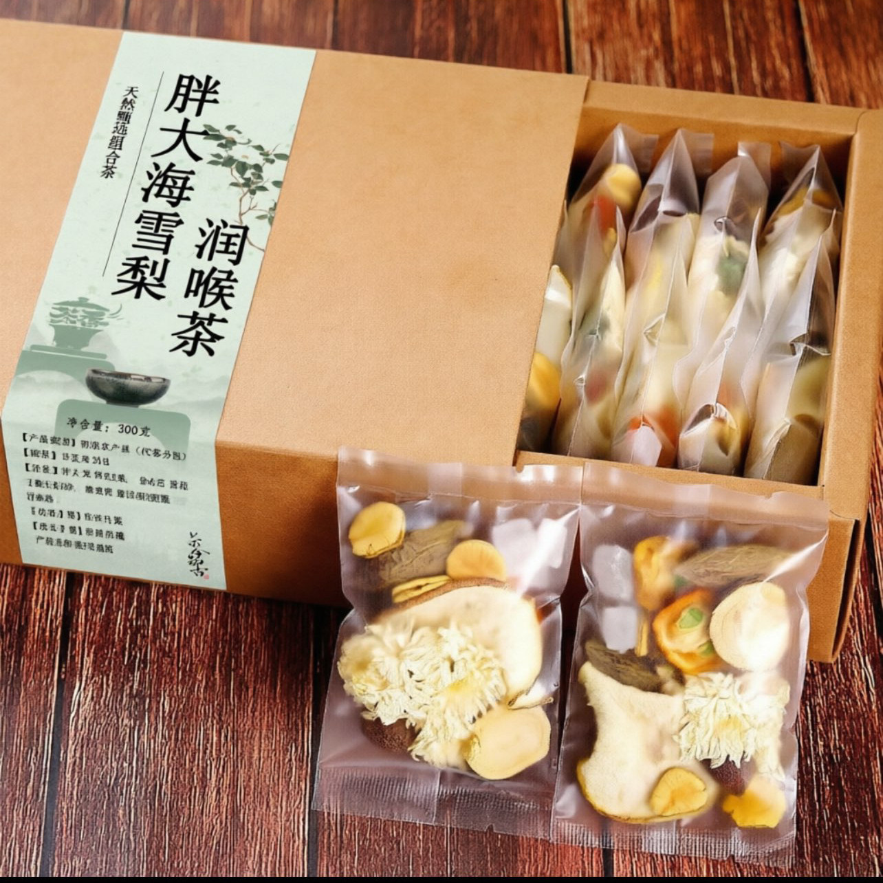 胖大海罗汉果茶护嗓止咳清肺润喉化痰教师礼物雪梨菊花养生花茶包