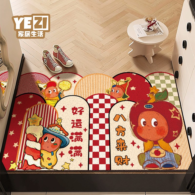 星星人喜庆入户门玄关地毯新年款