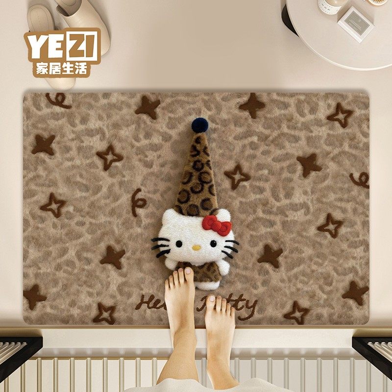 新款仿毛绒凯蒂猫浴室地垫硅藻泥吸水速干防滑脚垫家用卫生间地毯,居家布艺,家用脚垫,淘宝优惠券,粉丝福利购,淘宝优惠卷