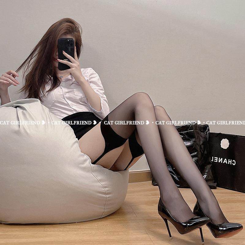 吊带袜黑丝袜性感半截吊带丝袜女长筒过膝袜黑丝情调高筒袜美腿袜