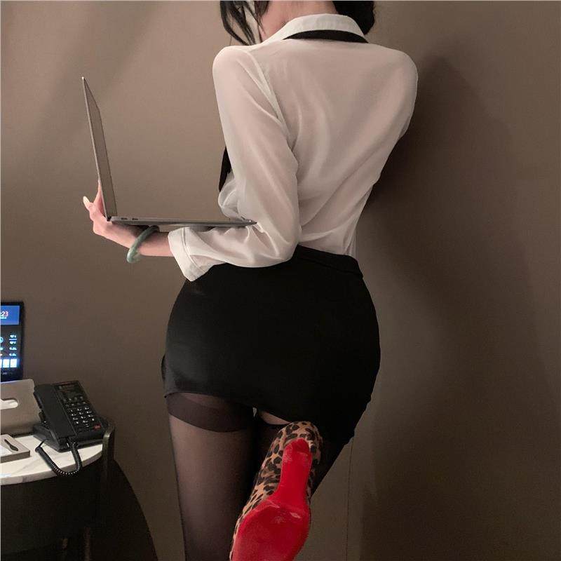 悄趣内衣情调趣味睡衣女袍性感擦边床上大尺度一次性黑丝袜战 �