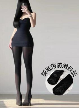 厚黑美学穿搭黑色微透光腿神器女保暖打底防勾丝连裤袜不掉档80D