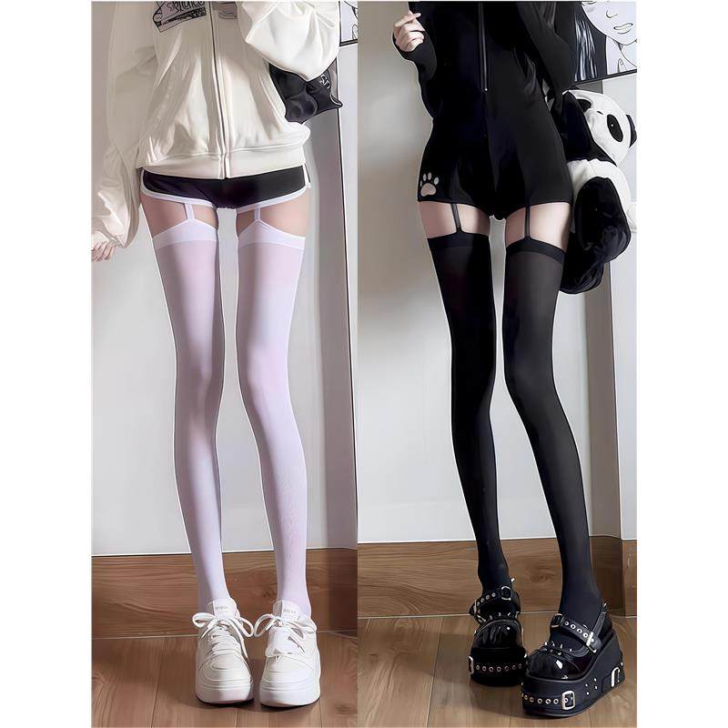 天鹅绒长筒袜女过膝袜甜美吊带袜白色jk大腿袜子y2k高筒薄款黑丝,女士内衣/男士内衣/家居服,长筒袜,淘宝优惠券,粉丝福利购,淘宝优惠卷