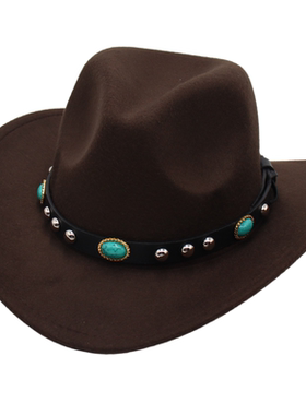 儿童生日牛仔帽走秀礼服防晒毡帽民族风遮阳帽法式风演出礼帽藏族