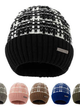 冬季韩版百搭时尚洋气护耳包头帽新款女士针织帽加绒保暖毛线帽子