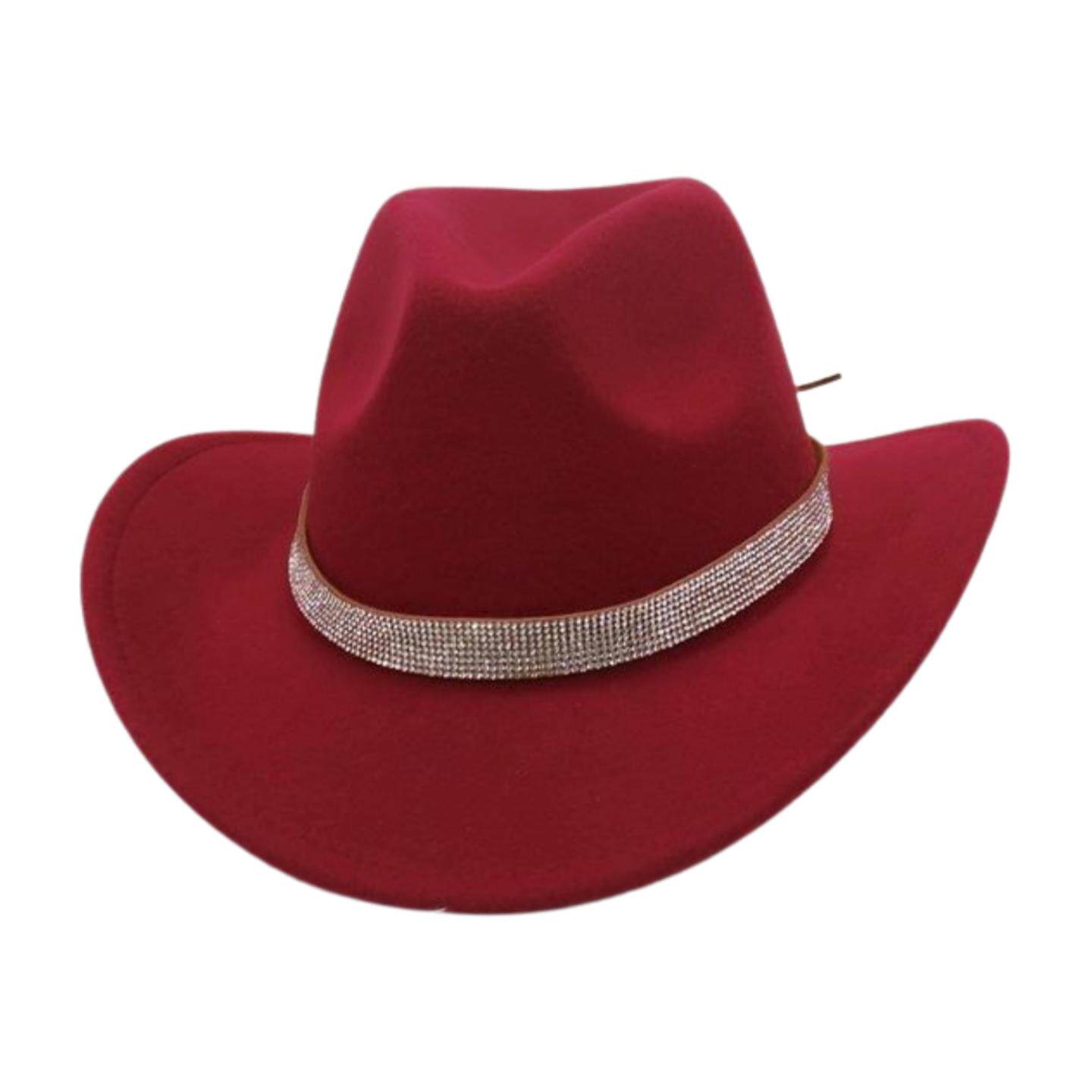 男女士毛呢卷边韩版爵士礼帽百搭欧美水钻配饰天时尚舞台道具帽