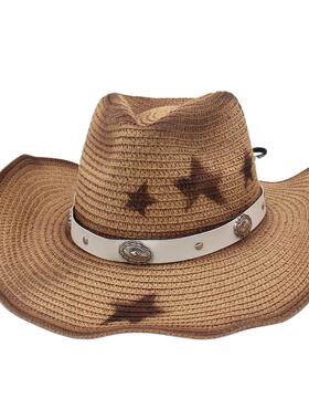 出游季翘边户外旅游遮阳草帽沙滩帽蒙古元素男女蒙古帽防晒草帽