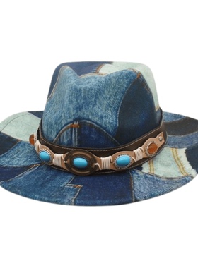 复古潮流皮带牛仔礼帽时尚藏式爵士帽百搭西部牛仔帽