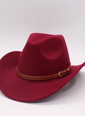 多色可选西部牛仔帽白色皮带配件 民族风藏族藏式礼帽翘边帽