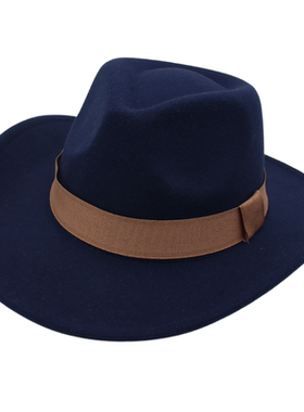 新款黑色藏式礼帽男欧美模特草原蒙古帽旅游毡帽西部爵士帽女复古