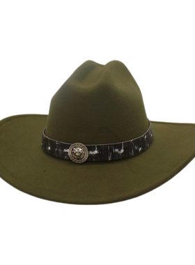 西部牛仔帽男女士秋冬毛呢帽子大檐遮阳防晒户外旅游登山骑士礼帽