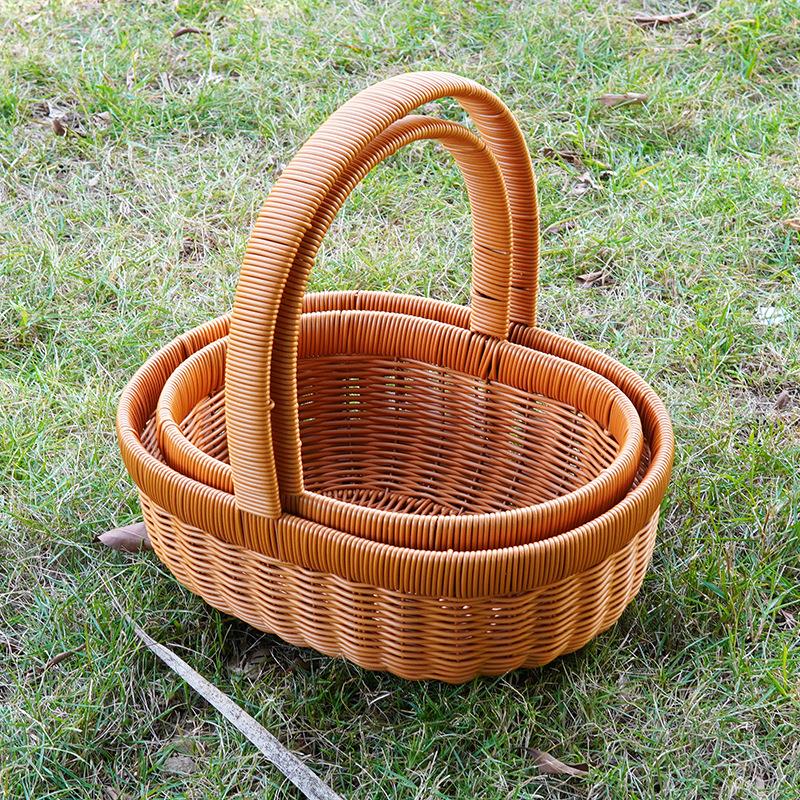 仿藤编居家鸡蛋篮手提花篮礼品包
