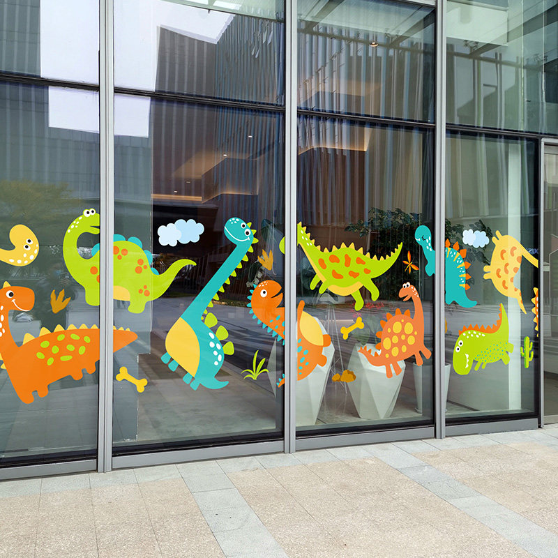 儿童乐园童趣卡通恐龙花卉落地玻璃门静电贴画托儿所教室布置,家居饰品,玻璃膜/贴,淘宝优惠券,粉丝福利购,淘宝优惠卷