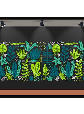 小清新时尚植物玻璃隔断静电贴画