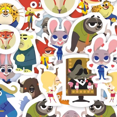 120张diy防水贴纸疯狂动物城朱迪可爱创意贴画手机壳行李箱桌面