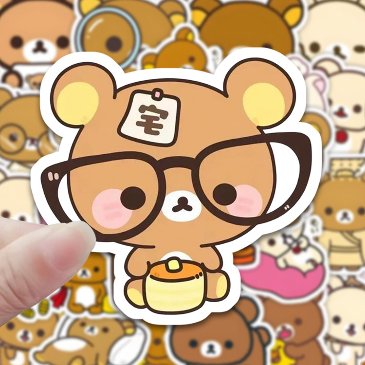 100张手账防水贴画轻松熊贴纸可爱卡通趣味小熊装饰笔记本