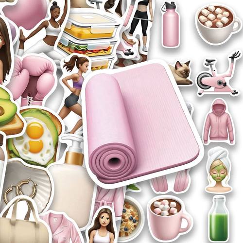 100张diy墙面防水贴美式女孩emoji表情贴纸生活日常防水装饰手账