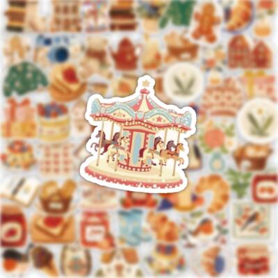 60张趣味复古可爱小物轻松生活贴纸卡通ins风创意装饰贴画自粘