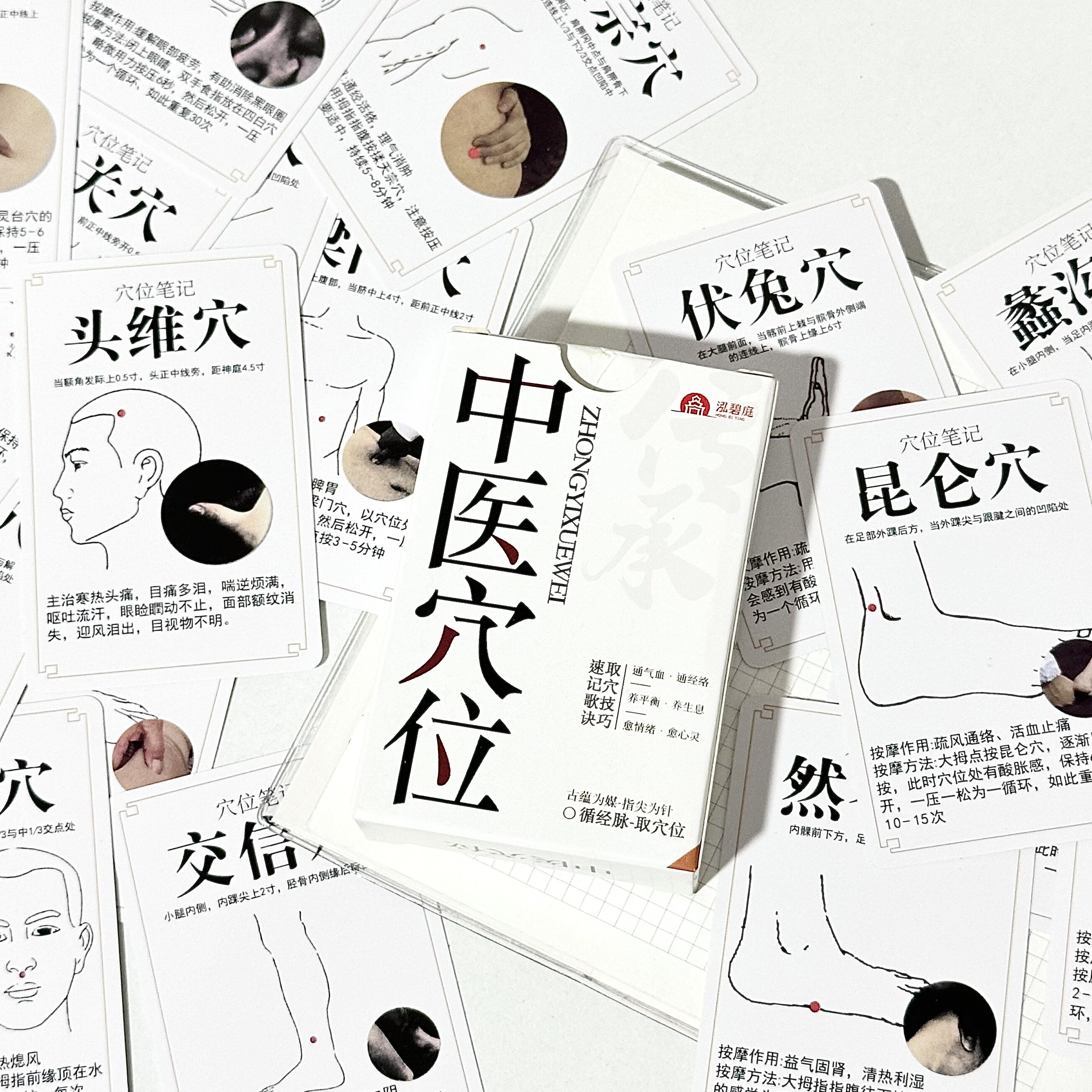 55张穴位知识笔记经脉走向学习卡自印十四经络卡片创意绘制笔记