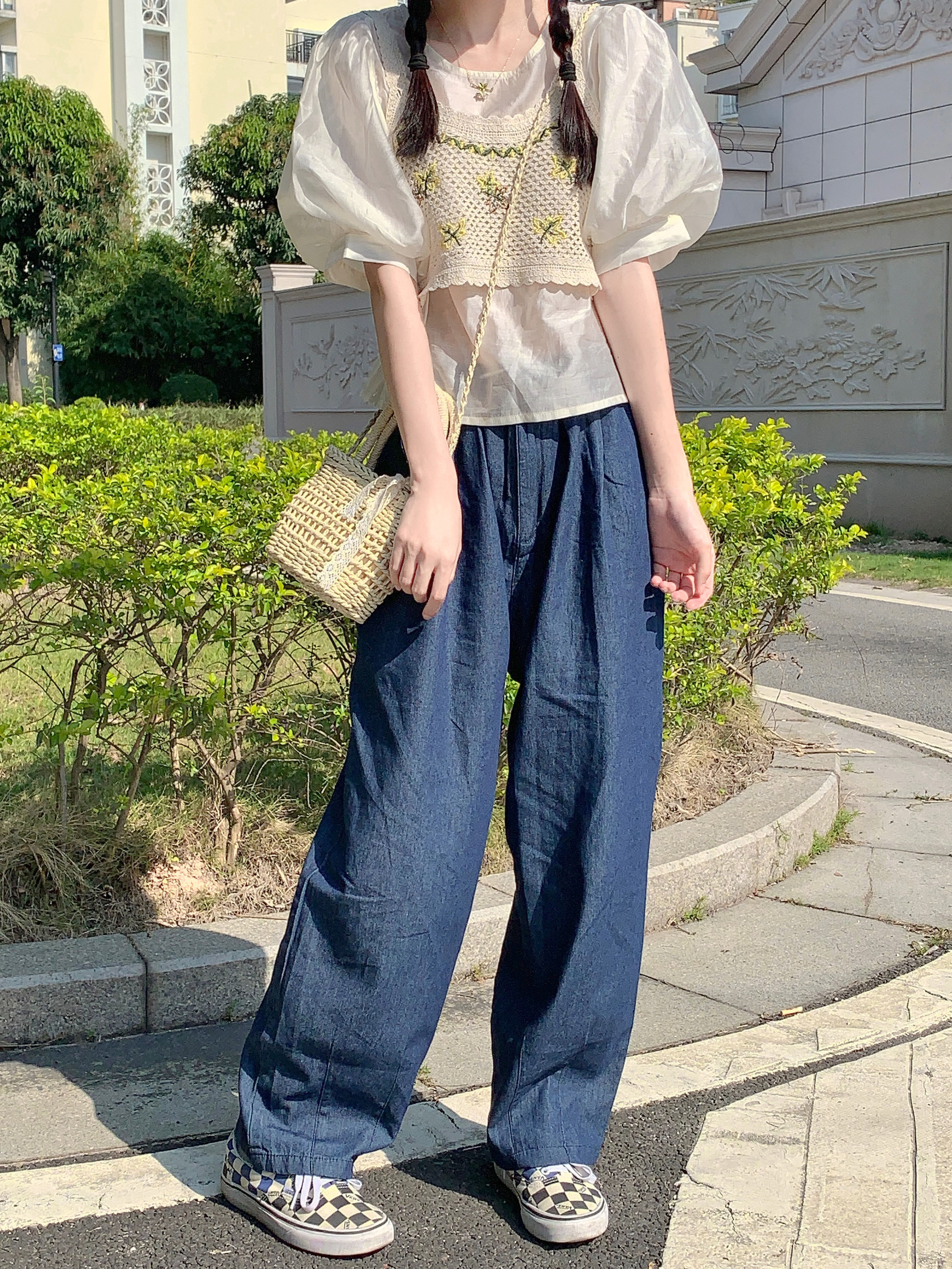 【翻斗花园日记】成套搭配女装2022年新款休闲时尚马甲衬衫两件套