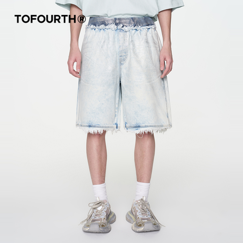 重磅水洗磨破短裤TOFOURTH男女