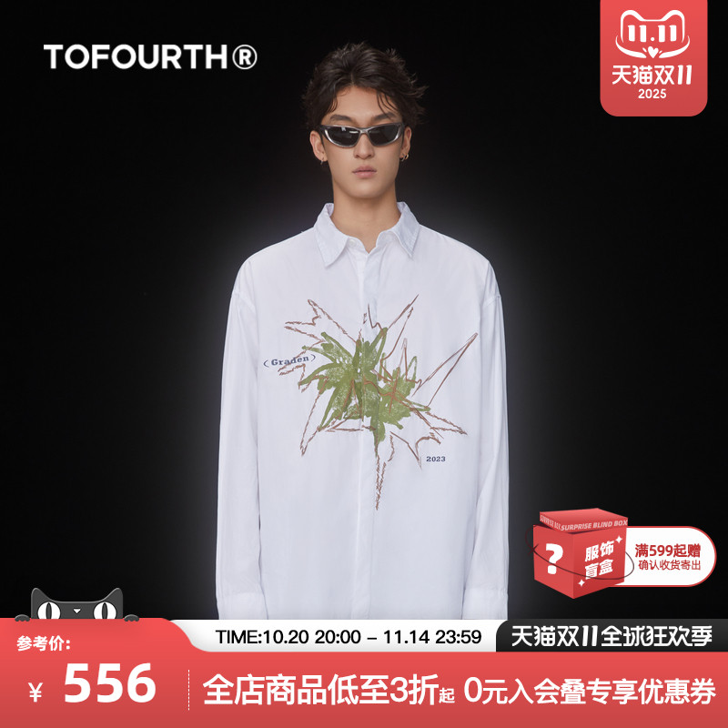 薄款长袖宽松印绣花衬衫