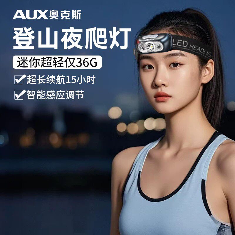 登山夜爬灯户外头灯登山徒步新款强光超亮头戴式超长续航钓鱼感应