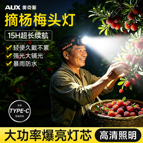 采摘专用强光头灯头戴式解放双手