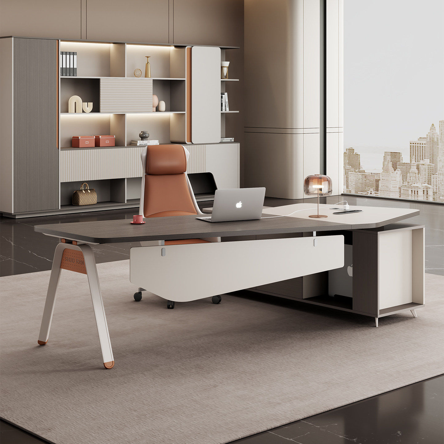 老板桌办公桌椅组合简约现代主管桌大班台单人桌经理桌轻奢高级感