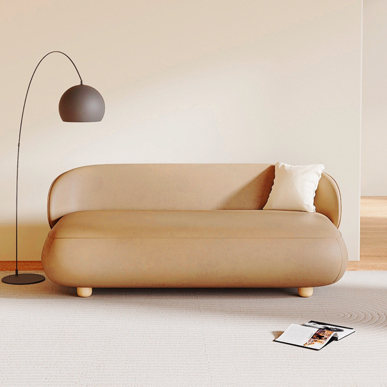 法式公寓服装店卧室房间小沙发真皮双人小户型精致客厅皮艺沙发