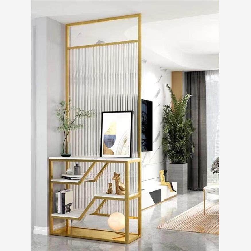 轻奢客厅屏风卫生间隔断可移动柜置物玄关餐厅长虹玻璃遮挡花架